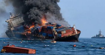Naval mine explosion in Strait of Hormuz sinks 2,500 container ships